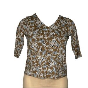 J. Jill Brown Floral Blouse